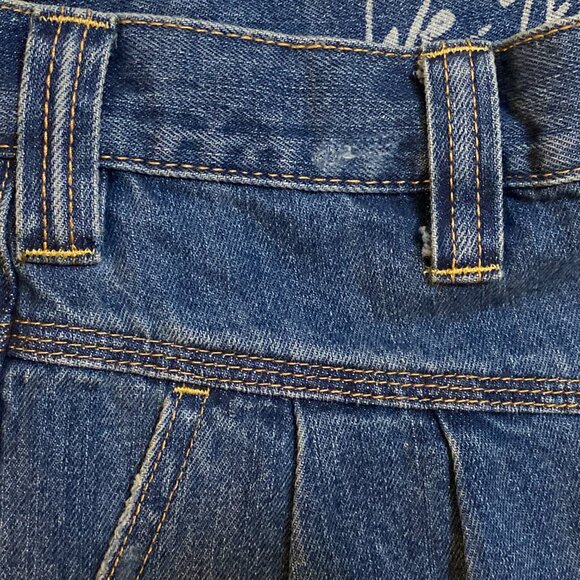 Free People We The Free Saratoga Blue Pleated Frayed Hem Distressed Denim Skirt - Picture 7 of 14